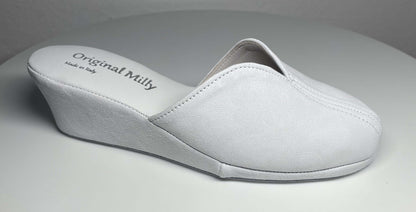 Original Milly 0005 Camoscio Bianco (PelleTop) Ciabatta da camera Donna