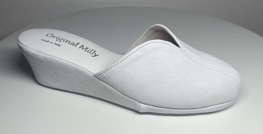 Original Milly 0005 Camoscio Bianco (PelleTop) Ciabatta da camera Donna