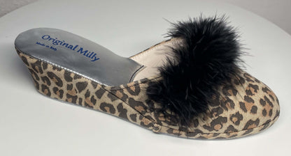 Original Milly 0310 Leopardo (PelleTop) Ciabatta da camera Donna
