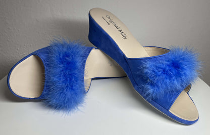 Original Milly 102 Camoscio Blu (PelleTop) Ciabatta da camera donna