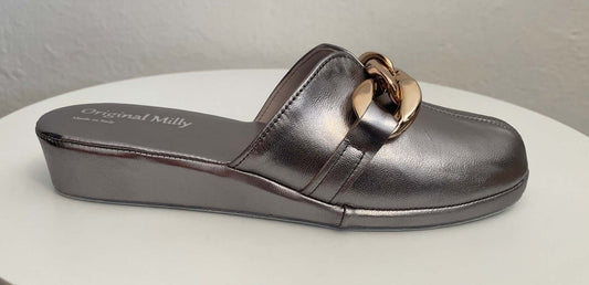 Original Milly 1201 Nappa Piombo (PelleTop) Ciabatta da camera Donna