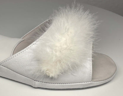 Original Milly 0028 Camoscio Bianco (PelleTop) Ciabatta da camera Donna