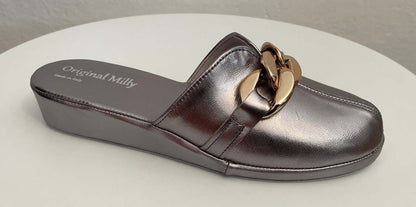 Original Milly 1201 Nappa Piombo (PelleTop) Ciabatta da camera Donna