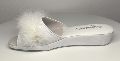 Original Milly 0028 Camoscio Bianco (PelleTop) Ciabatta da camera Donna