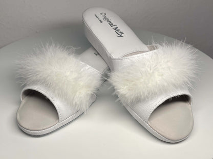 Original Milly 0028 Camoscio Bianco (PelleTop) Ciabatta da camera Donna
