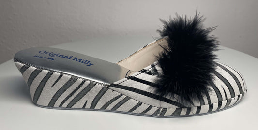 Original Milly 0310 Zebrato Nero (PelleTop) Ciabatta da camera Donna
