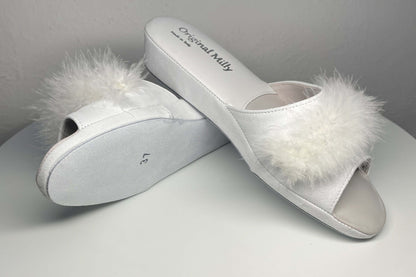 Original Milly 0028 Camoscio Bianco (PelleTop) Ciabatta da camera Donna
