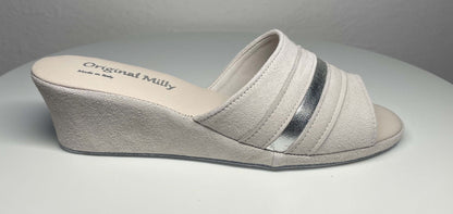Original Milly 0076 Camoscio Bianco Panna (PelleTop) Ciabatta da camera Donna