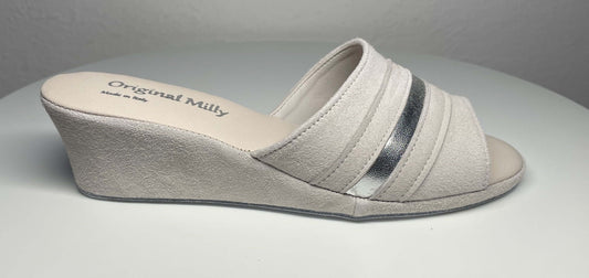 Original Milly 0076 Camoscio Bianco Panna (PelleTop) Ciabatta da camera Donna