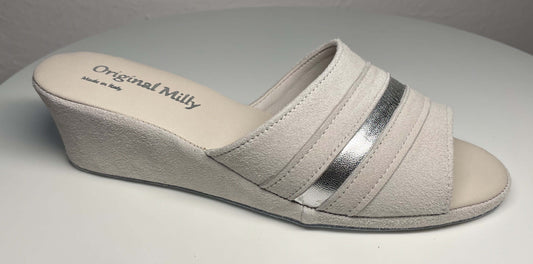 Original Milly 0076 Camoscio Bianco Panna (PelleTop) Ciabatta da camera Donna