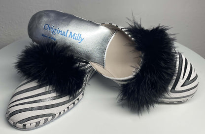 Original Milly 0310 Zebrato Nero (PelleTop) Ciabatta da camera Donna