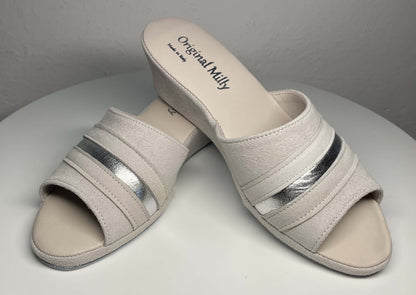 Original Milly 0076 Camoscio Bianco Panna (PelleTop) Ciabatta da camera Donna