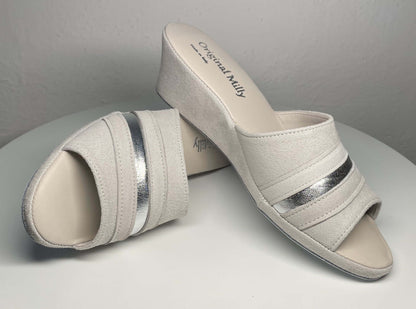 Original Milly 0076 Camoscio Bianco Panna (PelleTop) Ciabatta da camera Donna
