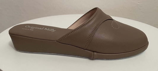 Original Milly 0032 Nappa Taupe (PelleTop) Ciabatta da camera Donna