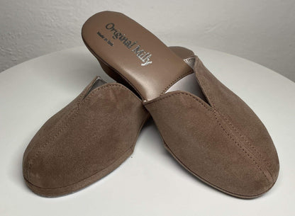 Original Milly 0005 Camoscio Taupe (PelleTop) Ciabatta da camera Donna