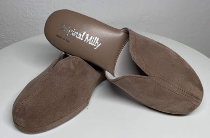 Original Milly 0005 Camoscio Taupe (PelleTop) Ciabatta da camera Donna