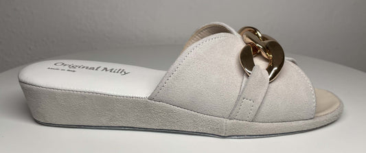 Original Milly 0106 Camoscio Bianco (PelleTop) Ciabatta da camera Donna
