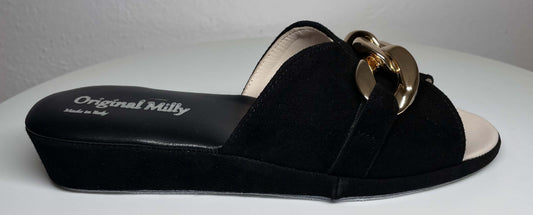 Original Milly 0106 Camoscio Nero (PelleTop) Ciabatta da camera Donna