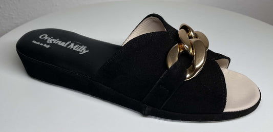 Original Milly 0106 Camoscio Nero (PelleTop) Ciabatta da camera Donna