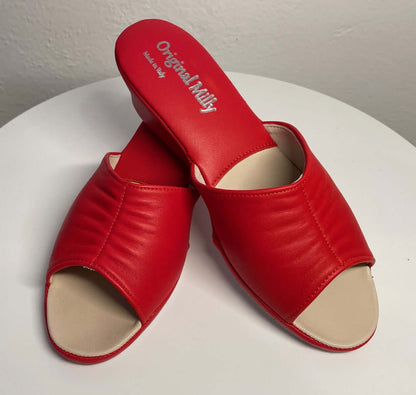 Original Milly 0805 Nappa Rosso (PelleTop) Ciabatta da camera Donna