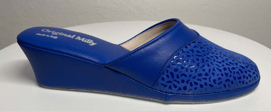Original Milly 0350 Camoscio Blu (PelleTop) Ciabatta da camera Donna