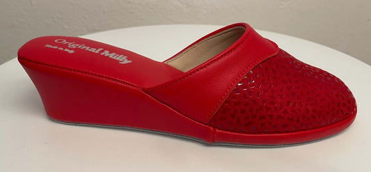 Original Milly 0350 Camoscio Rosso (PelleTop) Ciabatta da camera Donna
