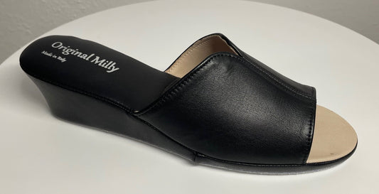 Original Milly 0100 Nappa Nero (PelleTop) Ciabatta da camera Donna