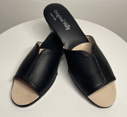 Original Milly 0100 Nappa Nero (PelleTop) Ciabatta da camera Donna