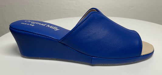 Original Milly 0100 Nappa Blu (PelleTop) Ciabatta da camera Donna