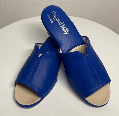 Original Milly 0100 Nappa Blu (PelleTop) Ciabatta da camera Donna