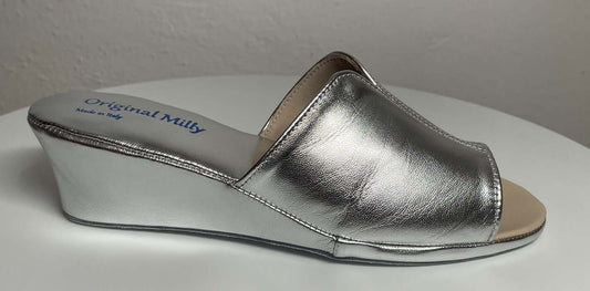 Original Milly 0100 Nappa Argento (PelleTop) Ciabatta da camera Donna