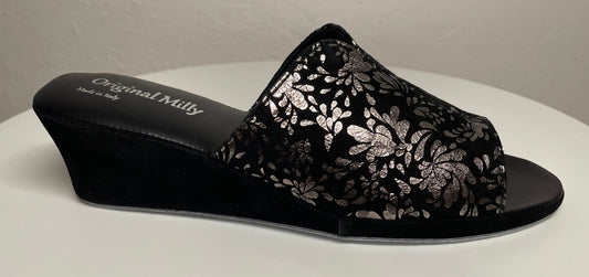 Original Milly 0101 Camoscio Nero Argento (PelleTop) Ciabatta donna da camera