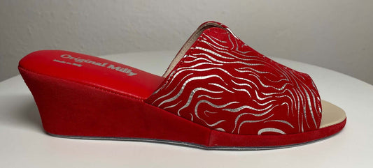 Original Milly 0112 Zebrato Rosso (PelleTop) Ciabatta da camera Donna