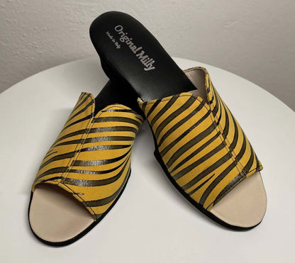 Original Milly 0112 Zebrato Senape (PelleTop) Ciabatta da camera Donna