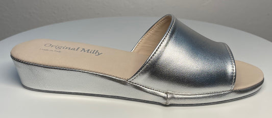Original Milly 0203 Nappa Argento (PelleTop) Ciabatta da camera Donna