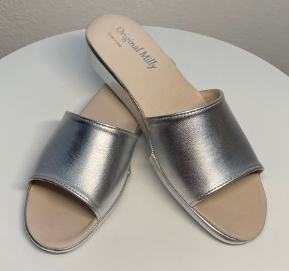 Original Milly 0203 Nappa Argento (PelleTop) Ciabatta da camera Donna