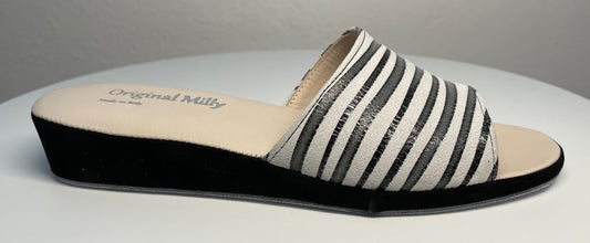 Original Milly 0203 Zebrato Nero (PelleTop) Ciabatta da camera Donna