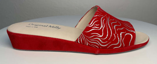 Original Milly 0203 Zebrato Rosso (PelleTop) Ciabatta da camera Donna