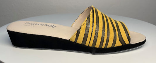 Original Milly 0203 Zebrato Senape (PelleTop) Ciabatta da camera Donna