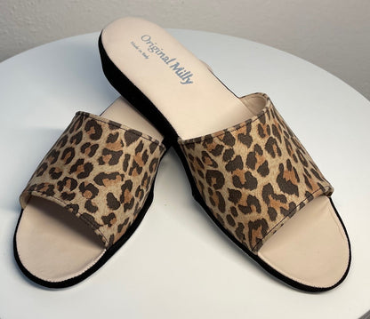 Original Milly 0203 Camoscio Leopardo (PelleTop) Ciabatta da camera Donna
