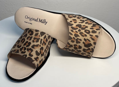 Original Milly 0203 Camoscio Leopardo (PelleTop) Ciabatta da camera Donna