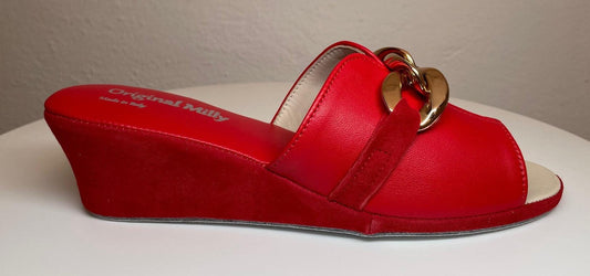 Original Milly 0105 Nappa Rosso (PelleTop) Ciabatta da camera Donna