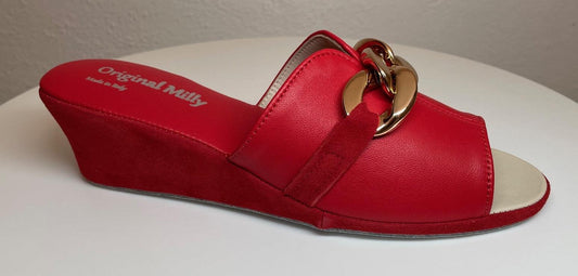 Original Milly 0105 Nappa Rosso (PelleTop) Ciabatta da camera Donna