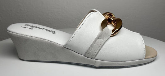 Original Milly 0105 Nappa Bianco (PelleTop) Ciabatta da camera Donna