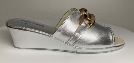 Original Milly 0105 Nappa Argento (PelleTop) Ciabatta da camera Donna