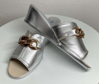 Original Milly 0105 Nappa Argento (PelleTop) Ciabatta da camera Donna