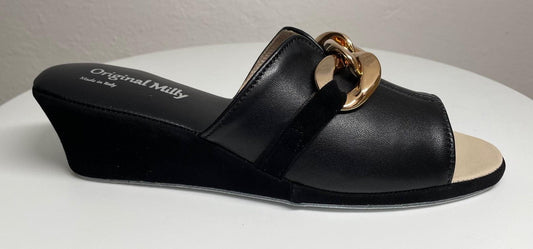 Original Milly 0105 Nappa Nero (PelleTop) Ciabatta da camera Donna