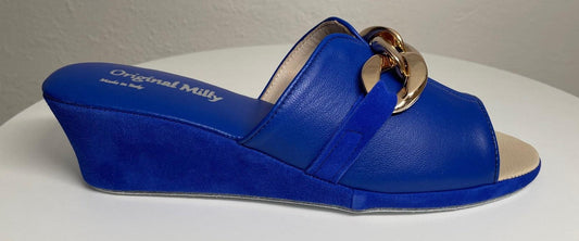 Original Milly 0105 Nappa Blu (PelleTop) Ciabatta da camera Donna