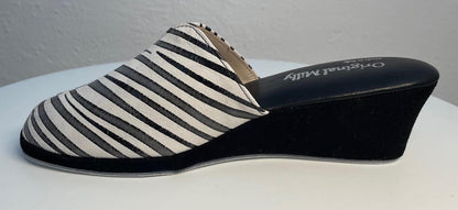 Original Milly 0004 Zebrato Nero (PelleTop) Ciabatta da camera Donna