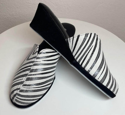 Original Milly 0004 Zebrato Nero (PelleTop) Ciabatta da camera Donna